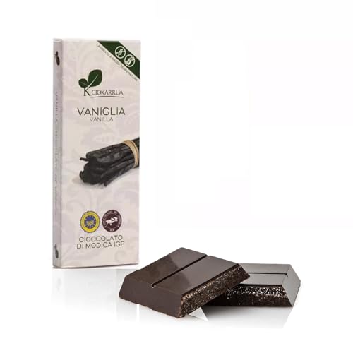 Ciokarrua® | Schokolade Modica Vanille | Modica Rohschokolade g.g.A. | Laktosefreier Schokoriegel - 100 Gr von CIOKARRUA