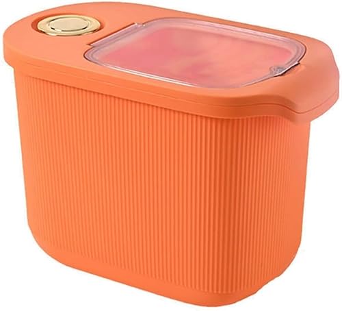 Fässer Getreide verteilen 10-kg-Dispensador mit eingebauter Frischhaltebox, magnetischer Öffnungsdeckel, Messbecher for Getreide, Bohnen, Getreide (Farbe: Weiß) (Farbe: Weiß) (Color : Oranje) von CJINSON