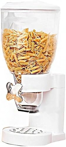 Fässer Getreide verteilen Müslispender, Arbeitsplatte, One-Click-Ausgabe, Portionskontrolle, groß, einzeln, 3,5 l, 0,6 kg, Drehknopf, Haushalt (Farbe: Schwarz) (Farbe: Weiß) von CJINSON