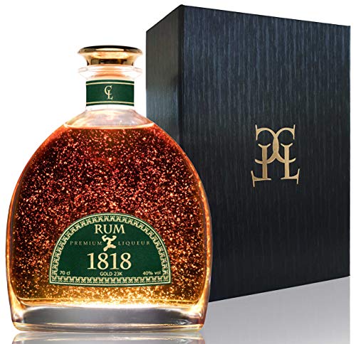 1818 Rum XO Geschenkset 23K Blattgold - Rum Geschenk für Männer & Frauen - Dominikanischer Reserva Double Cask Bourbon & Sherryfässern - Original Ron-Geschenkbox mit Gold Zertifikat 40% Vol 70 cl 1818 Rum XO Geschenkset 23K Blattgold - Rum Geschenk für Männer & Frauen - Dominikanischer Reserva Double Cask Bourbon & Sherryfässern - Original Ron-Geschenkbox mit Gold Zertifikat 40% Vol 70 cl von CL CONDE LUMAR