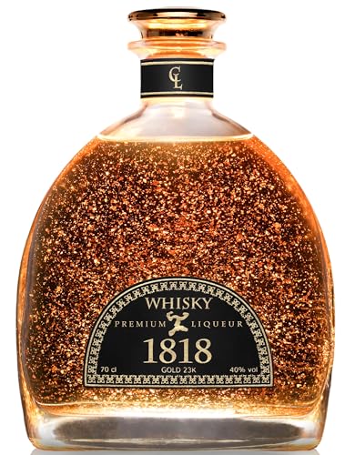 CONDE LUMAR 1818 - Whisky 12 Jahre Malt 23 Karat reinem Blattgold - Original Whisky-Geschenk - In Bourbon & Oloroso-Sherryfässern veredelt - Premium Liqueur mit Gold Zertifikat 40% Vol 70 cl von CL CONDE LUMAR