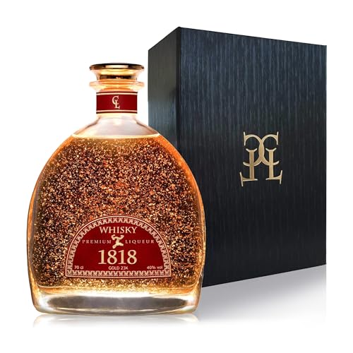 1818 Whisky mit Geschenkverpackung - 23 Karat Blattgold - Double Cask Bourbon & Oloroso-Sherryfässern Veredelt - Original Premium Whiskey Geschenk für Männer & Frauen mit Goldzertifikatt 40% 70 cl 1818 Whisky mit Geschenkverpackung - 23 Karat Blattgold - Double Cask Bourbon & Oloroso-Sherryfässern Veredelt - Original Premium Whiskey Geschenk für Männer & Frauen mit Goldzertifikatt 40% 70 cl von CL CONDE LUMAR