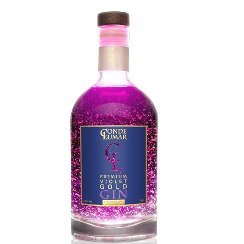 CONDE LUMAR - Gin Violet - Premium-Liqueur Gold 23K Gin - Brombeer- und Waldfruchtgeschmack - Mit Gold-Qualitätszertifikat - Geschenkflasche - 40% Vol. - 70 cl von CL CONDE LUMAR