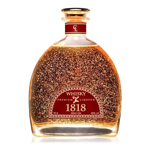 CONDE LUMAR 1818 - Whisky Geschenk 23 Karat reinem Blattgold - in Bourbon & Oloroso-Sherryfässern Veredelt - Vanille & ein Hauch Rauch - Premium Liqueur mit Gold Zertifikat 40% Vol. 70 cl von CL CONDE LUMAR