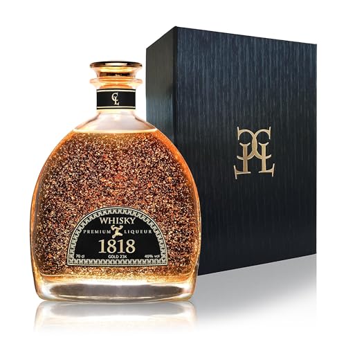 CONDE LUMAR - Whisky 1818 mit Blattgold - 12 Jahre Malt in edler Geschenkbox - in Bourbon & Oloroso-Sherryfässern veredelt - Premium Liqueur 23-Karat ideal als Whisky-Geschenkset- 40% Vol. 70 cl von CL CONDE LUMAR