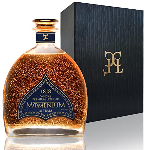 Whisky Geschenkset Momentum 1818 - Premium Liqueur 23K Deutsches Blattgold - 21 Ans Malt Whiskey - Geschenk für Männer & Frauen - Flasche mit Geschenkverpackung & Gold Zertifikat 40% - 70 cl von CL CONDE LUMAR