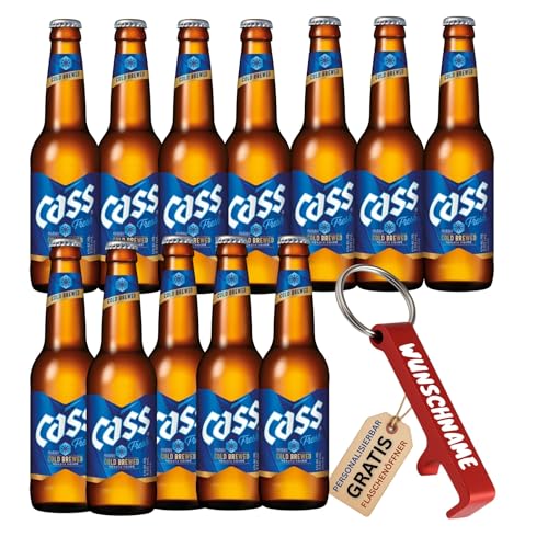 12x Cass fresh 330ml Bier | inkl. Personalisierter Flaschenöffner | Premium Lagerbier aus Südkorea, Glasflaschen, mit 4,5% vol. | cold brewed | Korea Bier Beer 0,33L, Geschenkidee für Bierliebhaber 12x Cass fresh 330ml Bier | inkl. Personalisierter Flaschenöffner | Premium Lagerbier aus Südkorea, Glasflaschen, mit 4,5% vol. | cold brewed | Korea Bier Beer 0,33L, Geschenkidee für Bierliebhaber von CLEARFEE