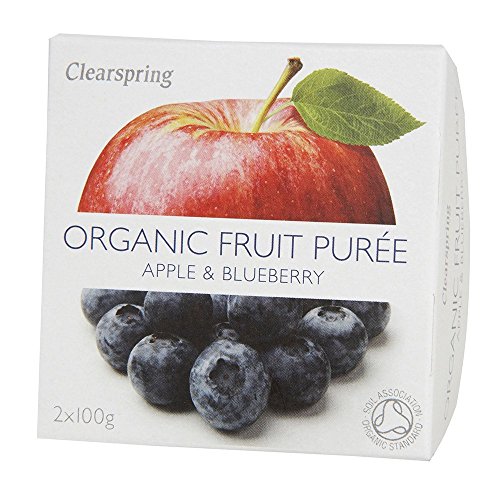 Fruit Puree Apfel & Heidelbeere (2 x 100 g) Großpackung x 6 Super Sparen von Clearspring