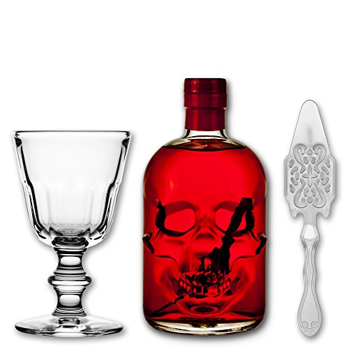 Red Chili Head Absinthe 0,5l + 1x Absinth Glas Perigord + 1x Absinth Löffel Antique von ALANDIA