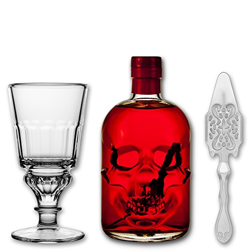 Red Chili Head Absinthe 0,5l + 1x Absinth Glas Pontarlier + 1x Absinth Löffel Antique von ALANDIA