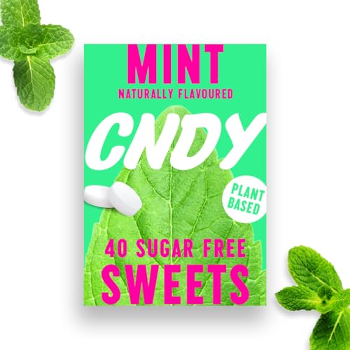 CNDY Minze Zuckerfreie Bonbons 40g (7er Box) – Kalorienarm (16), Wenig Kohlenhydrate (4), Keto, Erythritol, Vegane Bonbons von CNDY