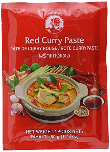 COCK Currypaste Rot, mittlere Schärfe, authentisch thailändisch Kochen, natürliche Zutaten, vegan, halal & glutenfrei (12 x 50 g) von Cock