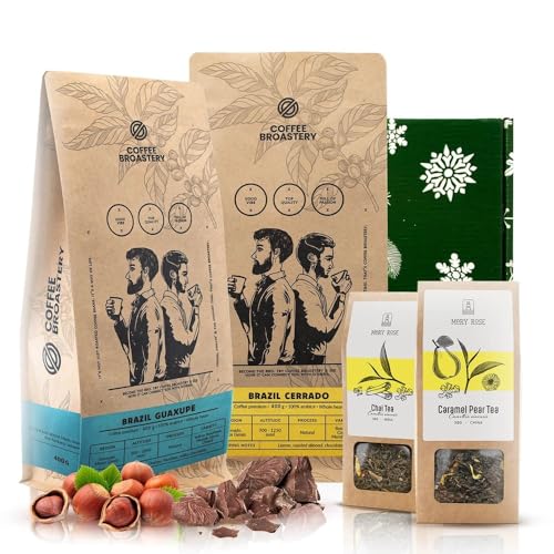 Coffee Broastery und Mary Rose Geschenkset mit Kaffee und Tee | Brasilianische Kaffeebohnen Coffee Broastery 2x400g | Tees Mary Rose 2x50g Coffee Broastery und Mary Rose Geschenkset mit Kaffee und Tee | Brasilianische Kaffeebohnen Coffee Broastery 2x400g | Tees Mary Rose 2x50g von COFFEE BROASTERY