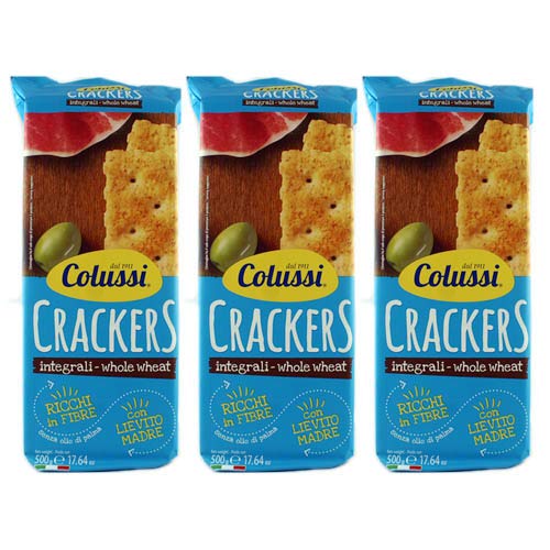 3x Colussi Crackers integrali - whole wheat 'Vollkorncracker', 500 g von COLUSSI S.P.A.