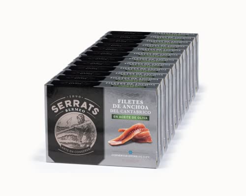 12 Einheiten - SERRATS - Anchovis des Kantabrischen Meeres in Olivenöl 85g von CONSERVAS SERRATS