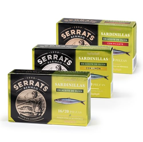 12 Einheiten - SERRATS - Sortiment an Kleine Sardinen (16-20 Sardinen/Dose) von CONSERVAS SERRATS