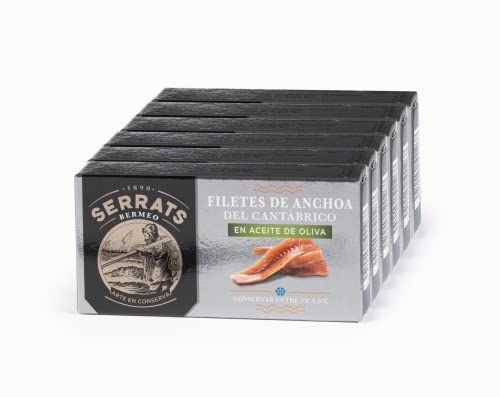 6 Einheiten - SERRATS - Anchovis des Kantabrischen Meeres in Olivenöl 50g von CONSERVAS SERRATS