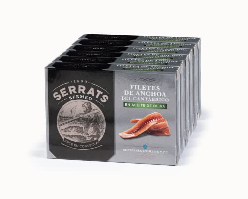 6 Einheiten - SERRATS - Anchovis des Kantabrischen Meeres in Olivenöl 85g von CONSERVAS SERRATS