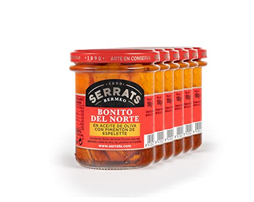 6 Einheiten - SERRATS - Weißer Thun in Olivenöl mit Espelette-Paprika 190g von CONSERVAS SERRATS
