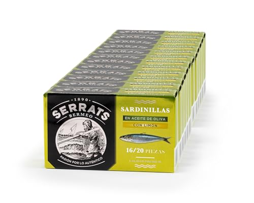SERRATS - 12 Einheiten - Sardinen "txikis" in Olivenöl mit Zitrone (16-20 Stück/Dose) von CONSERVAS SERRATS