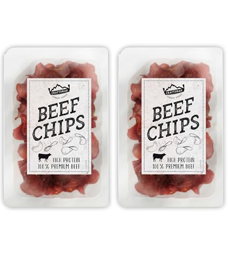 Craftsman Beef Chips | hauchdünn geräuchertes Rindfleisch | Proteinreiches Trockenfleisch | 100% Rind | knusprige Beef Jerky Chips für Party | Meat Snack to Go | Glutenfrei (2 Packungen) von CRAFTSMAN FINEST FOODS