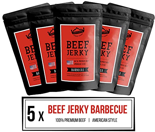 Craftsman Beef Jerky BARBECUE 250g (5 x 50g) | Trockenfleisch aus Deutschland - Bayern | American Jerky Beef Set | 100% Rindfleisch | BBQ | Premium Beef | Meat Snack MADE IN GERMANY von CRAFTSMAN FINEST FOODS