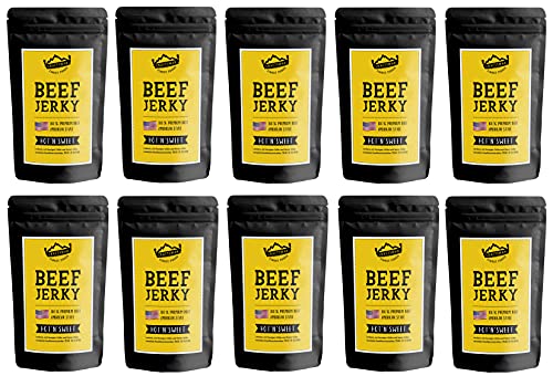 Craftsman Beef Jerky HOT & SWEET 1 kg (10 x 100g) | Trockenfleisch aus Deutschland - Bayern | American Jerky Beef Set | 100% Rindfleisch | Hot’n‘Sweet | Premium Beef | Meat Snack MADE IN GERMANY von CRAFTSMAN FINEST FOODS