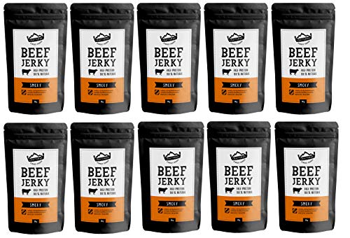 Craftsman Beef Jerky Smoky 500g | Aus Deutschland - Bayern | Jerky Beef Set 10 x 50g | 100% Rindfleisch | High Protein 68% | Biltong / Dörrfleisch / Trockenfleisch Smoky | 100% Natürlich | Ohne Zucker von CRAFTSMAN FINEST FOODS