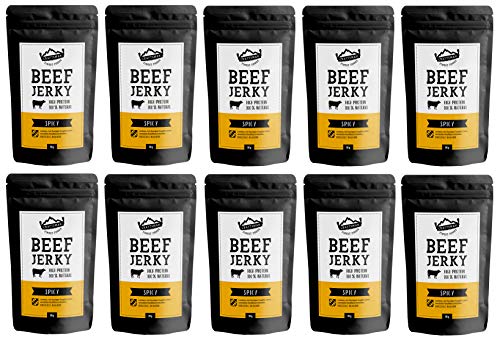 Craftsman Beef Jerky Spicy 500g | Trockenfleisch mit Chili aus Deutschland - Bayern | Jerky Beef Set 10 x 50g | 100% Rind | High Protein 68% | 100% Natürlich | Ohne Zucker von CRAFTSMAN FINEST FOODS