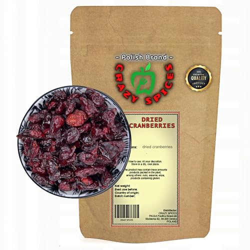 CRAZY SPICES Getrocknete Cranberries 100g | ungesüß | ohne Zusätzt | deal für Overnight-Oats, ins Müsli und zum Backen von CRAZY SPICES