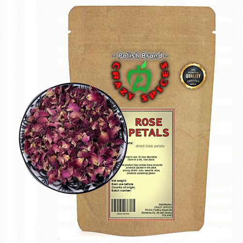 CRAZY SPICES Rosenblütenblätter getrocknet rot 100g | Herrlich duftend | volles Aroma | essbare Blüten natürlich rein | Rosenblüten Tee Essblüten von CRAZY SPICES