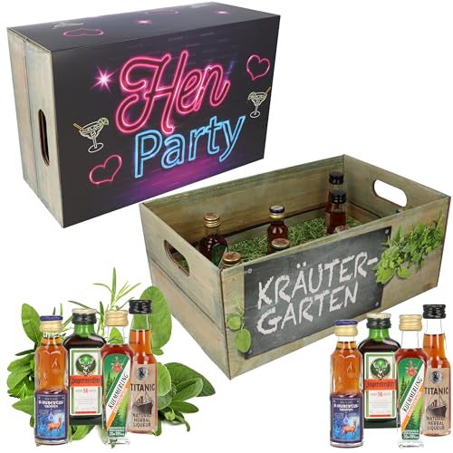 Kräutergarten Geschenksbox · Witzige Geschenkidee mit Alkohol für Mädels und Frauen · 8 x Kräuter-Likör · Hochwertige Geschenkbox · Mädelsabend · Henparty ·Girls Night Out von CREOLOGIC