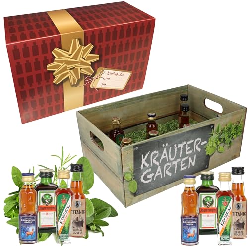 Kräutergarten Wintergarten Limited Edition · Witzige Geschenkidee für Männer und Frauen mit Alkohol · 8 x Kräuter-Likör · Hochwertige Geschenkbox · Geburtstagsgeschenk für Männer von CREOLOGIC