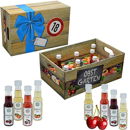 Obstgarten 18.Gbeurtstag · Geschenkidee für Männer und Frauen mit Alkohol · 8 x Obst-Likör · Hochwertige Geschenkbox (Obstgarten 18) von CREOLOGIC