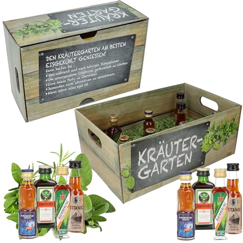Kräutergarten Geschenkbox · Witzige Geschenkidee für Männer und Frauen mit Alkohol · 8 x Kräuter-Likör · Hochwertige Geschenkbox · Geburtstagsgeschenk für Männer von CREOLOGIC