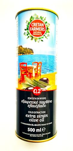 CRETAN FARMERS - Natives Olivenöl Extra 500 ml aus unserem Anbau auf Kreta – Anbau am Meer – Sorte Koroneiki – erste Kaltpressung – GMO-frei – zertifiziertes Produkt - griechisches Produkt - Olive oil von CRETAN FARMERS NATURAL PRODUCTS