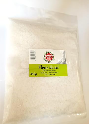 CRETAN FARMERS - Fleur de sel 450g - Echtes Meersalz - Keine Chemikalien - keine Zusatzstoffe - Griechisches Produkt - Salzflocken - Hochwertiges Salz CRETAN FARMERS - Fleur de sel 450g - Echtes Meersalz - Keine Chemikalien - keine Zusatzstoffe - Griechisches Produkt - Salzflocken - Hochwertiges Salz von CRETAN FARMERS