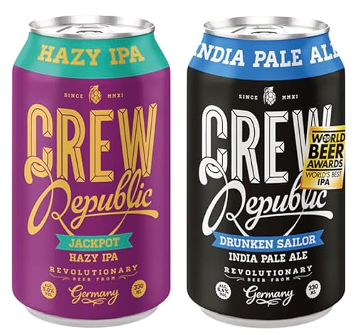 CREW REPUBLIC Craft Bier IPA Mix Probierset (20x0,33l) - World Beer Awards Gewinner - Gebraut nach Reinheitsgebot - Geschenke für Männer - Inkl. 5€ Einwegpfand von CREW Republic