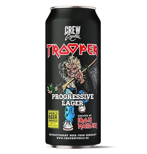 CREW REPUBLIC Trooper Craft Bier - Dosenbier 20x0,5l - Progressive Lager created by Iron Maiden - Revolutionary Beer from Germany - Inkl. 5€ Einwegpfand von CREW Republic