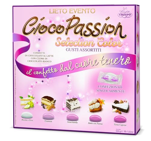 Ciocopassion Konfekt, verschiedene Geschmacksrichtungen, Box, Ereignis, Rosa, 500 g von CRISPO