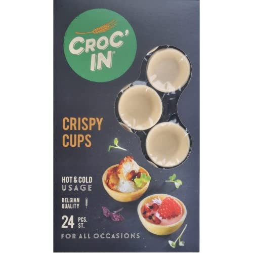 CROC‘IN - Teigschälchen zum Bestücken Farbneutral - Tarteboden für süße Stückchen oder herzhafte Aperitifhäppchen - Handwerklich hergestellt & Vegan - 24 Stück von CROC'IN