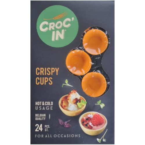 CROC‘IN - Teigschälchen zum Bestücken Orange - Tarteboden für süße Stückchen oder herzhafte Aperitifhäppchen - Handwerklich hergestellt & Vegan - 24 Stück von CROC'IN