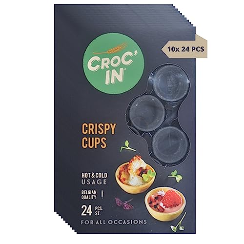 Croc‘IN - Teigschälchen zum Bestücken Black - Tarteboden für süße Stückchen oder herzhafte Aperitifhäppchen - Handwerklich hergestellt & Vegan - Ideal Für Catering & Restaurants - 240 Stück von CROC'IN