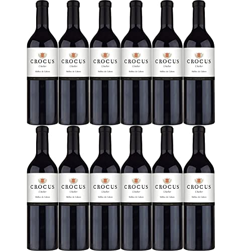 Crocus L‘Atelier Malbec Cahors Rotwein veganer Wein trocken AOC Frankreich I Versanel Paket (12 x 0,75l) von CROCUS Malbec de Cahors