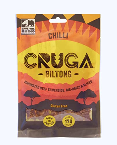 CRUGA Biltong Mix Pack, Trockenfleisch, High Protein Jerky Beef, Glutenfrei (10 x 25g) (Chilli) von CRUGA