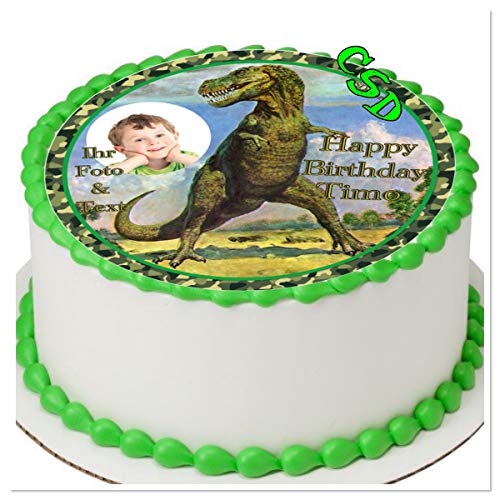 Tortenaufleger Dinosaurier M2, personalisiert, Zuckerpapier Tortenbild, Geburtstag,Fototorte von CSD