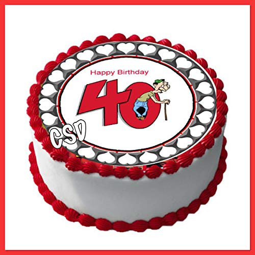 Tortenaufleger 40. Geburtstag, Zuckerpapier Tortenbild, Geburtstag,Fototorte von CSD
