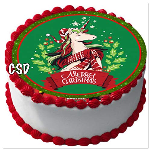 Tortenaufleger Weihnachten, Einhorn, Zuckerpapier Tortenbild, Fototorte, Weihnachten von CSD