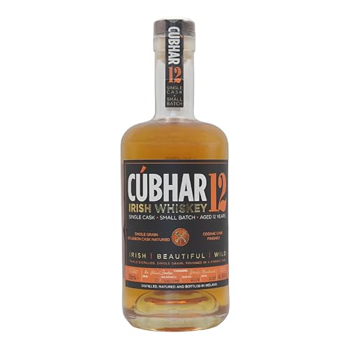 Cúbhar Irish Whiskey Grain Cognac Single Cask 700ml I Triple Distilled Single Malt Whiskey I Irischer Whiskey 12 Jahre im Bourbon-Fass gereift I Alc. 46% vol Limited Whiskey von CÚBHAR