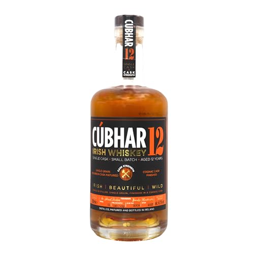 Cúbhar Irish Whiskey Grain Cognac Single Cask - Cask Strength 700ml I Triple Distilled Single Malt Whiskey I Irischer Whiskey 12 Jahre im Bourbon-Fass gereift I Alc. 61,6% vol Cask Strength von CÚBHAR